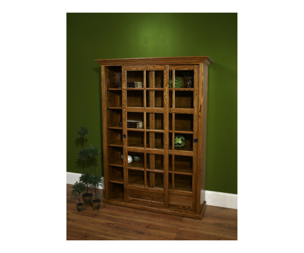 Sliding Door Bookcase Amish Elegance